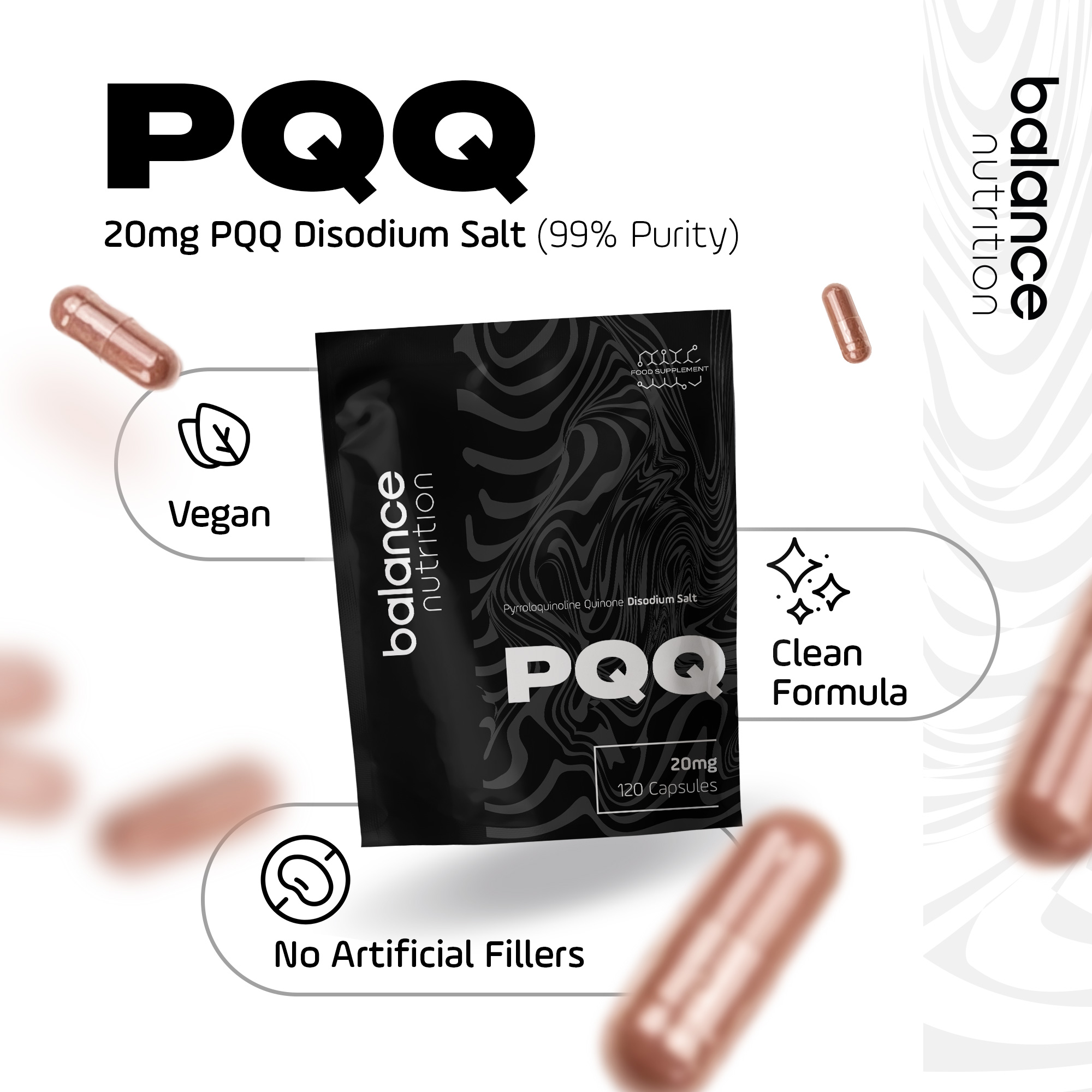 Advanced PQQ 20mg Capsules - High Purity Mitochondrial Support, 120 Capsules - Image 2