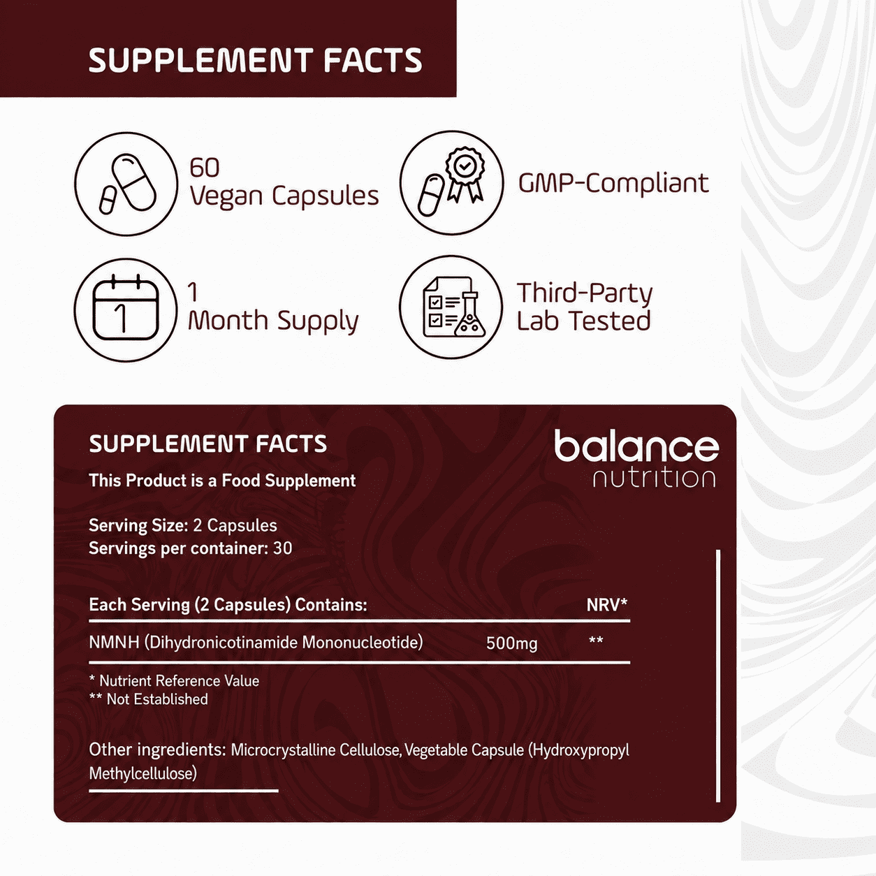 NMNH 500mg - NMN Alternative, Advanced NAD+ Booster, 60 Capsules - Image 3