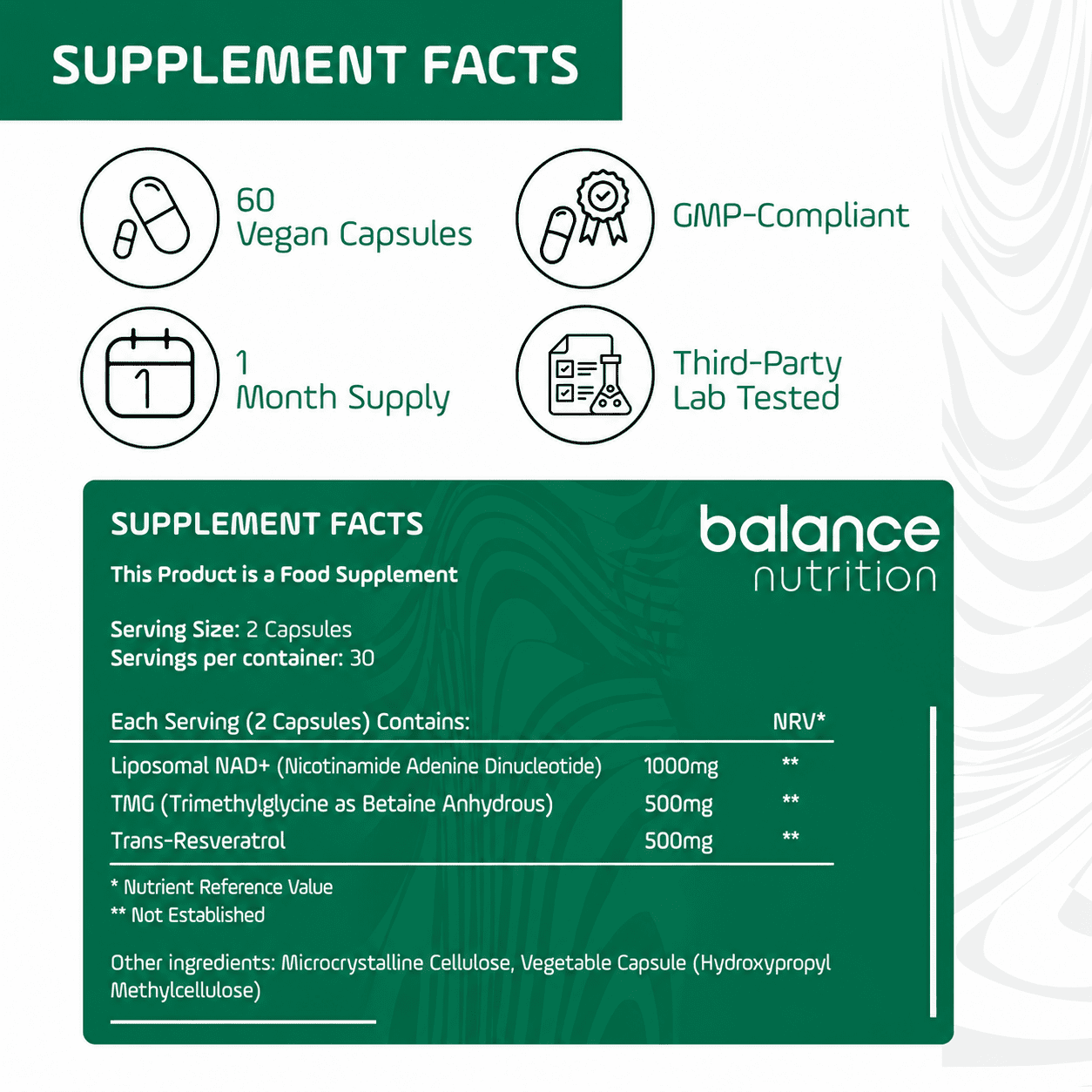 NAD+ with Trans Resveratrol & TMG, 2000mg Liposomal Supplement, 60 Capsules for Cellular Repair & Energy Metabolism, Supports Healthy Ageing - Image 4