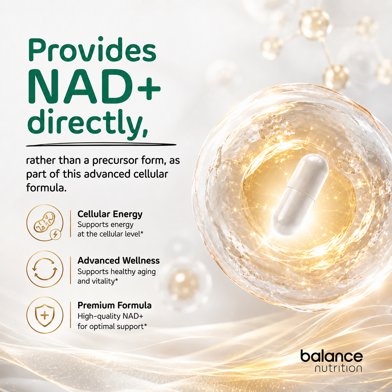 NAD+ with Trans Resveratrol & TMG, 2000mg Liposomal Supplement, 60 Capsules for Cellular Repair & Energy Metabolism, Supports Healthy Ageing - Image 3