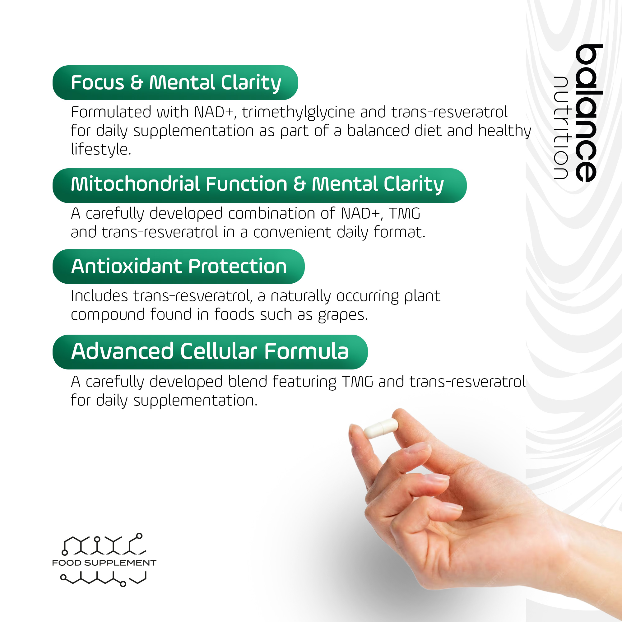 NAD+ with Trans Resveratrol & TMG, 2000mg Liposomal Supplement, 60 Capsules for Cellular Repair & Energy Metabolism, Supports Healthy Ageing - Image 5